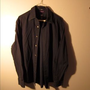 Blue GAP button down collared shirt.