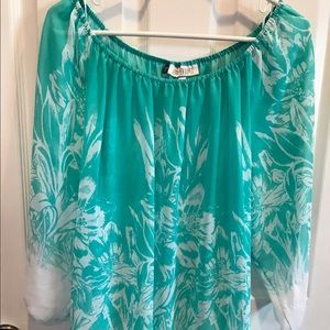 VGUC sheer floral tunic