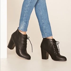 Faux leather laced up booties