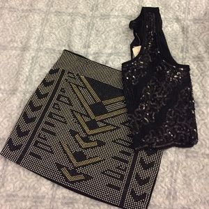 NWT Forever21 Metal Rhinestone Mini Skirt Size M