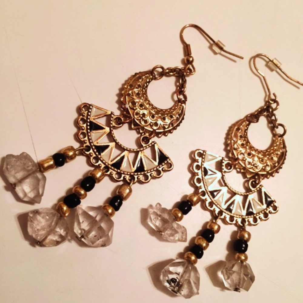 Egyptian Quartz and gold earrings