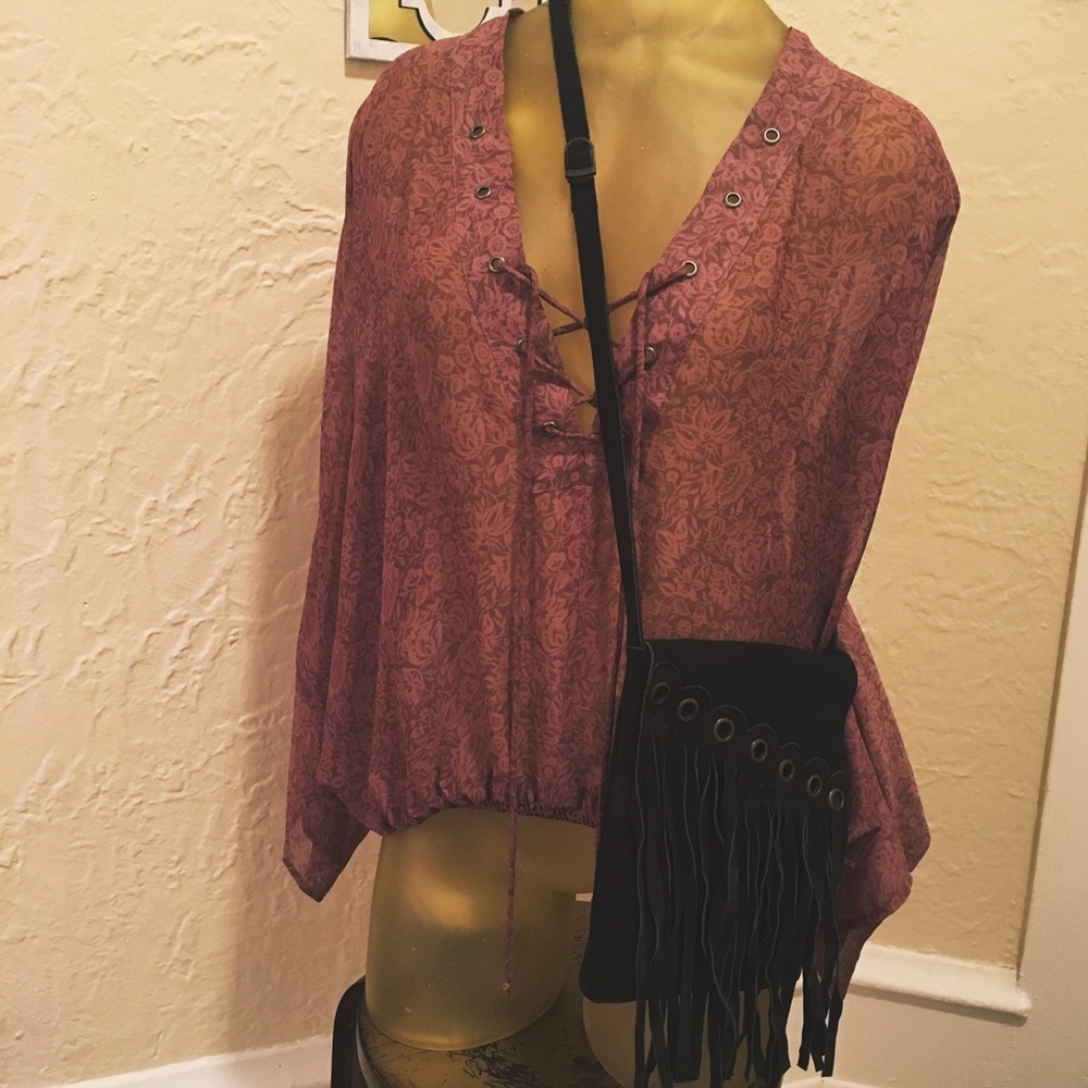 Hand Made Suede mini crossbody bag