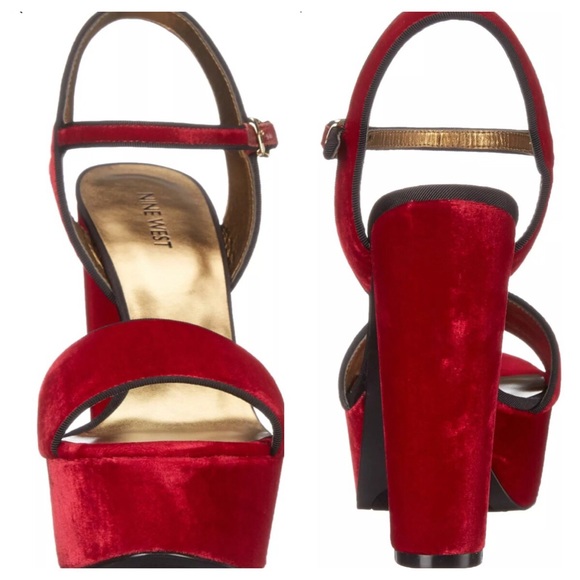 Nine West 9.5 Carnation deep red platform heels - Picture 2 of 4