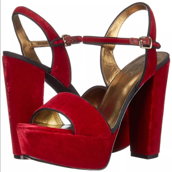 Nine West 9.5 Carnation deep red platform heels - Picture 4 of 4