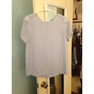Topshop blue sheer shoulder top