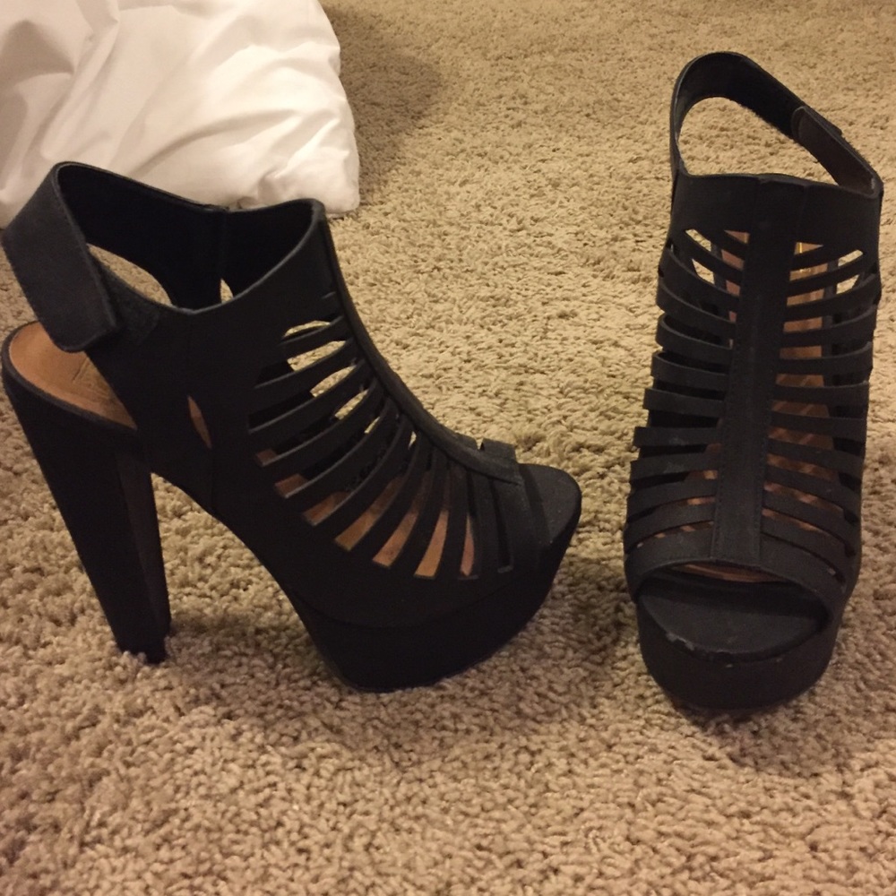 Black strappy heels