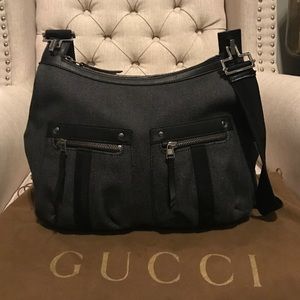 Authentic Gucci cross-body grey denim bag