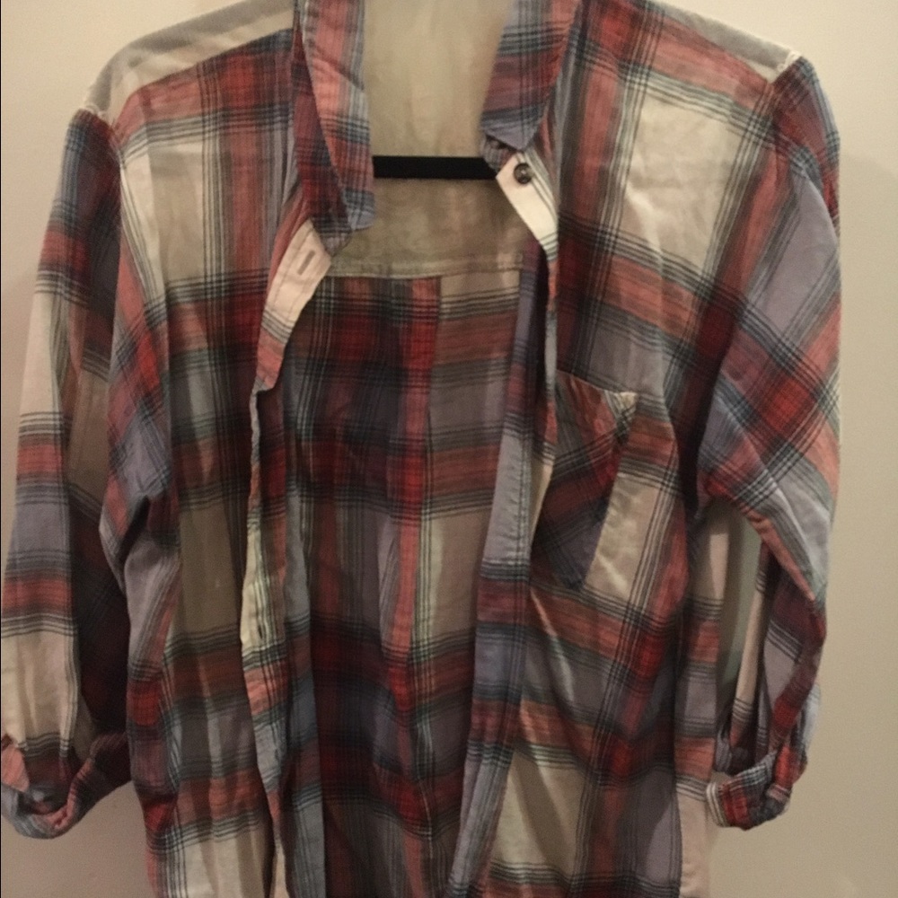 BDG Plaid Lace Button Down