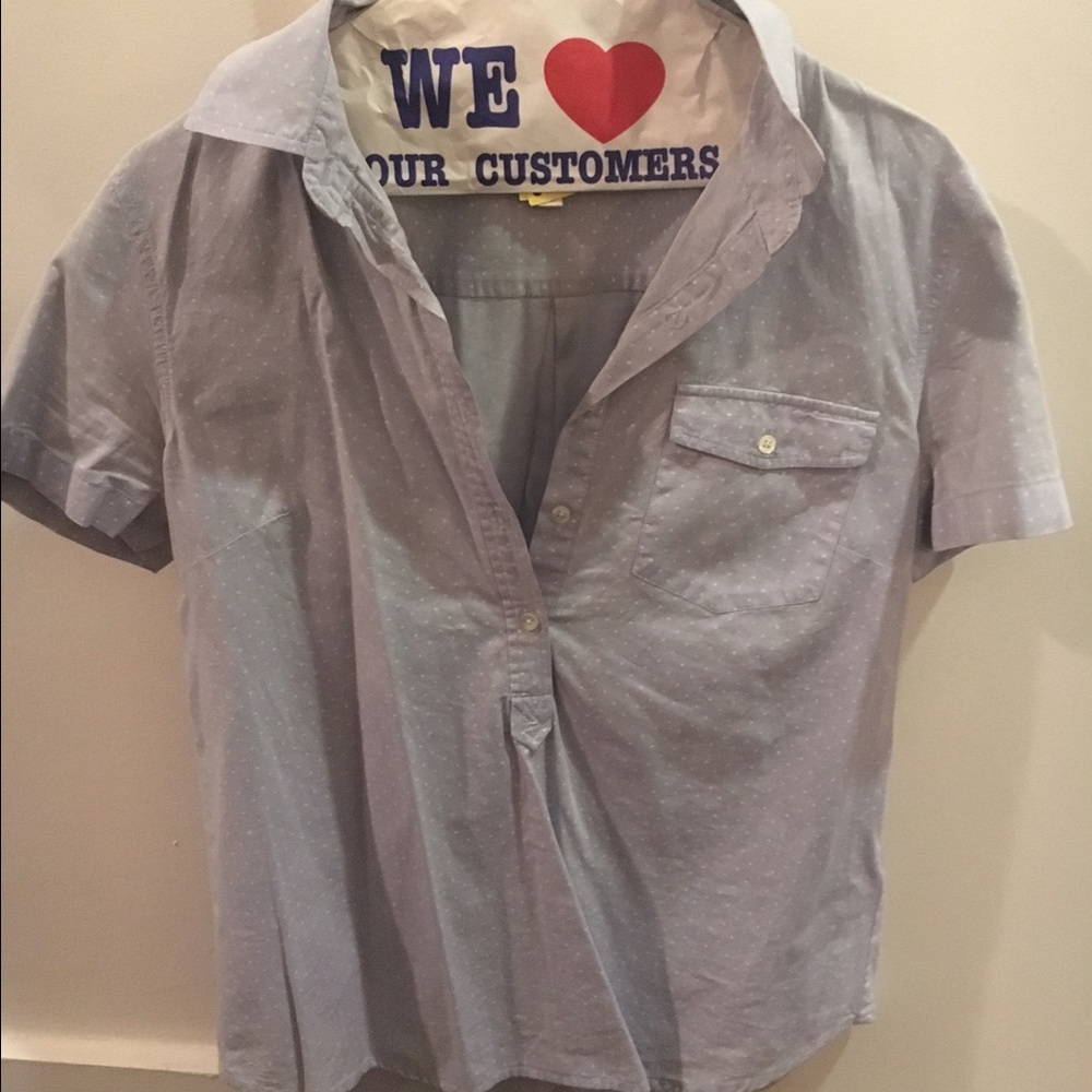 J.Crew Short Sleeve Polka Dot Half Button Down