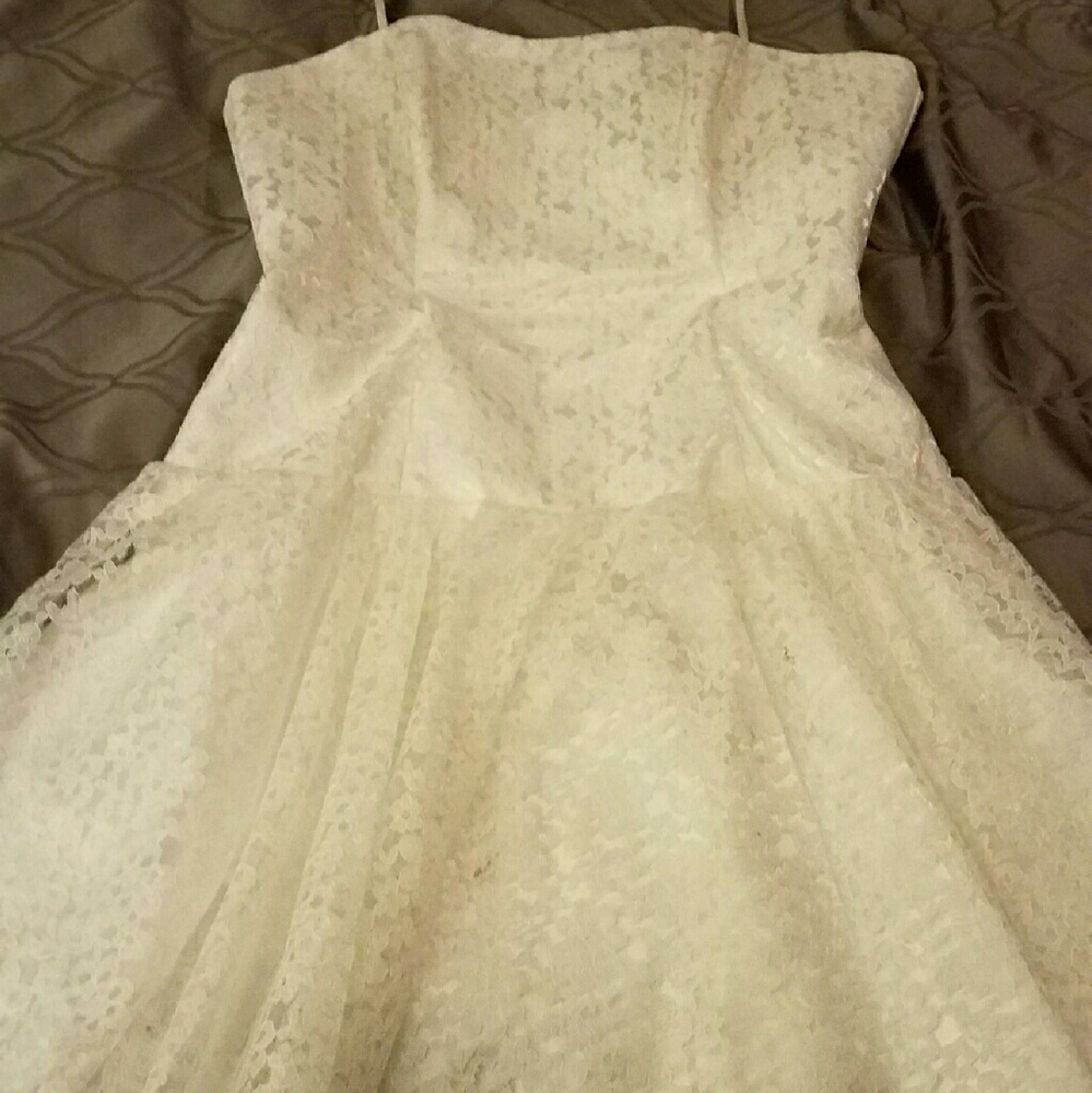 White Dress with Ruffled Skirt