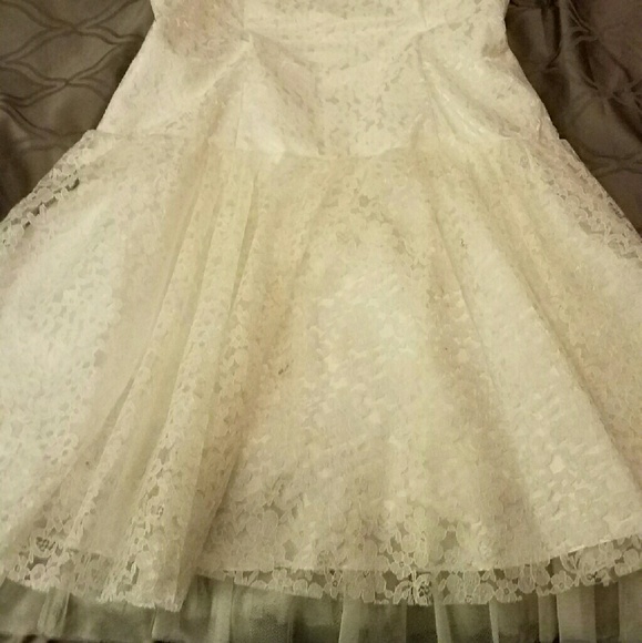 White Dress with Ruffled Skirt - Picture 2 of 2