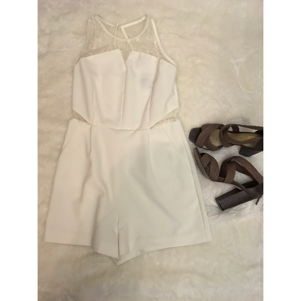 Dynamite White Lace Cutout Romper