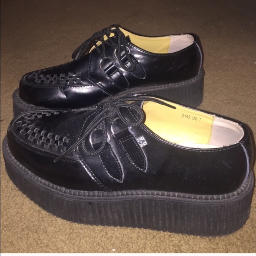 TUK Black Leather Creepers