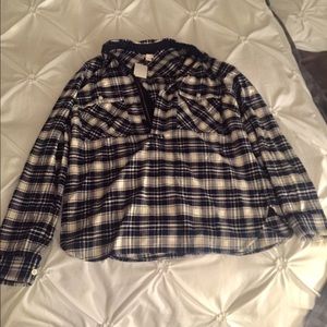 J. Crew Quarter Zip Flannel Top