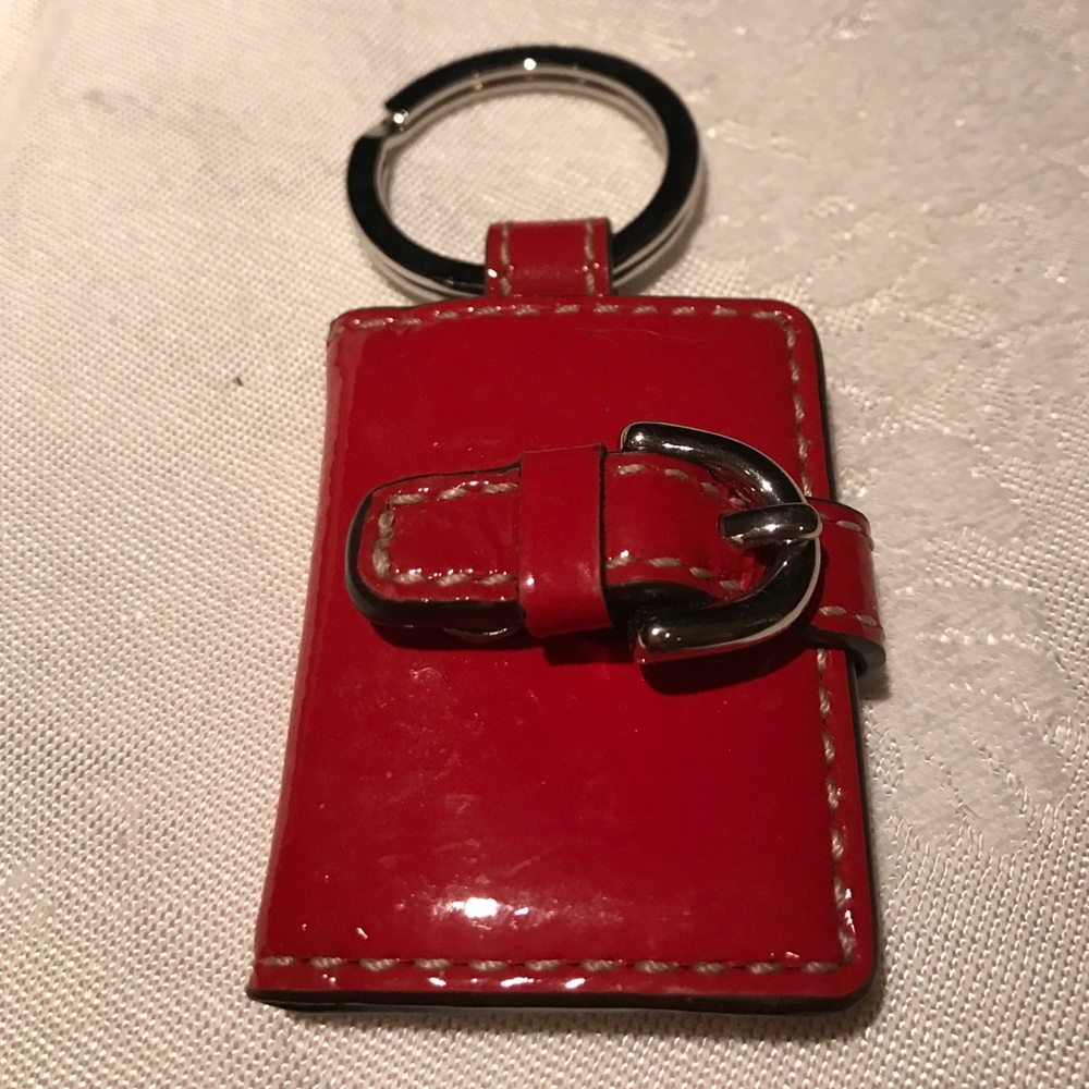 Red patent leather Coach booklet keychain