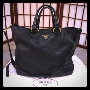 PRADA Vitello Daino Handbag, Black