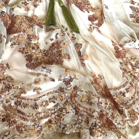 Rose Gold Sequin Sheer Romper Party Outfit - Picture 8 of 8