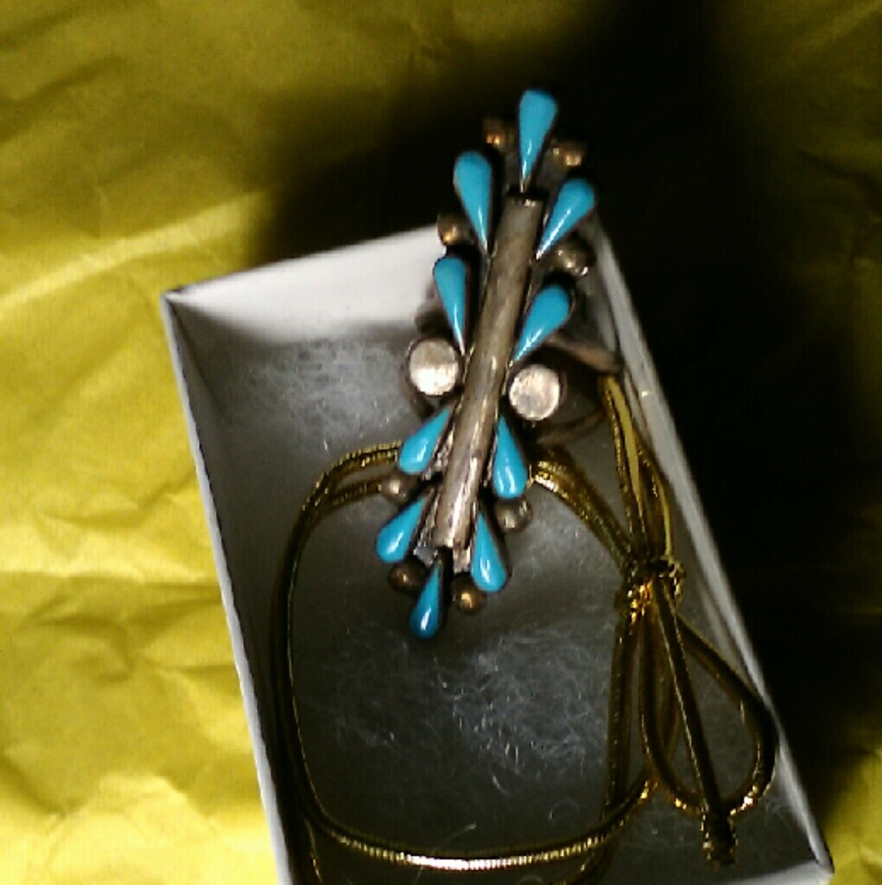 1960 Zuni Petit Point .925 Turquoise Ring