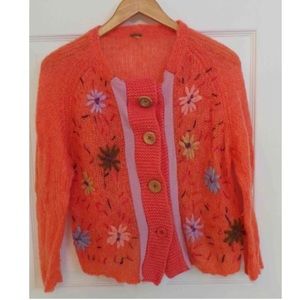 Free People Orange Mohair Sweater size large.