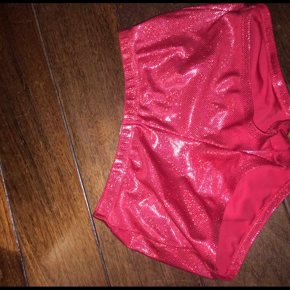 Sparkly red rave shorts