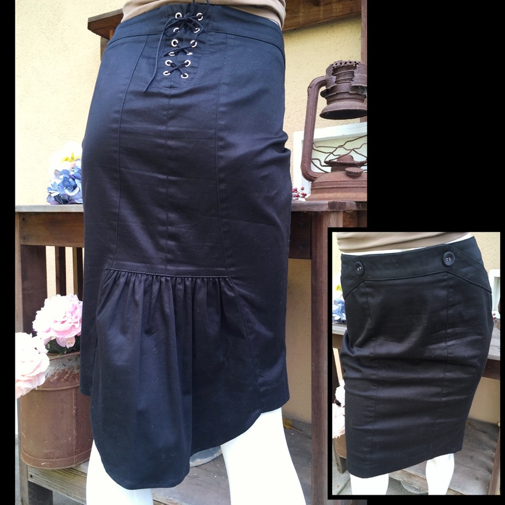 LACE UP Asymmetrical Pencil Skirt w/ Ruffled Hem