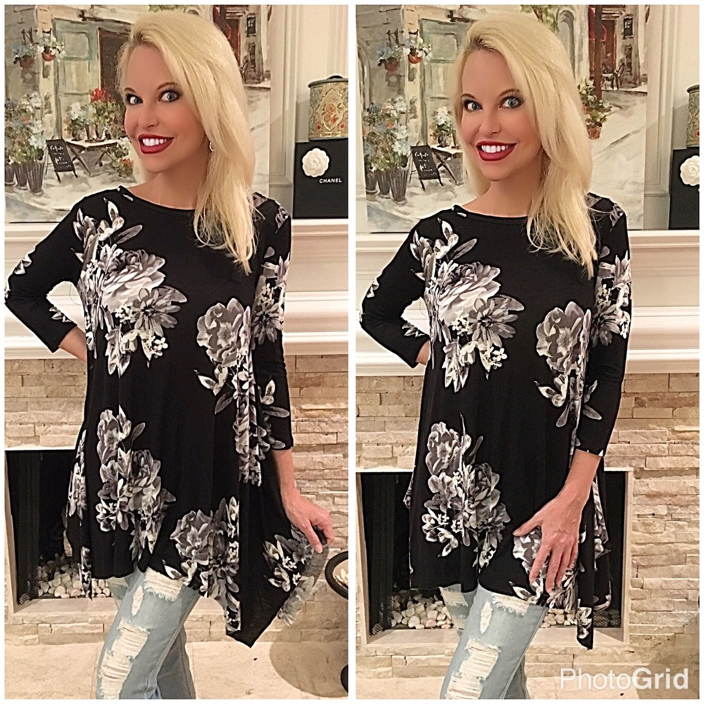 Stunning floral shark bite hem tunic! ❤️ LAST ONE - Picture 1 of 2