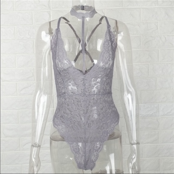 Gray Lace Bodysuit - Picture 2 of 3