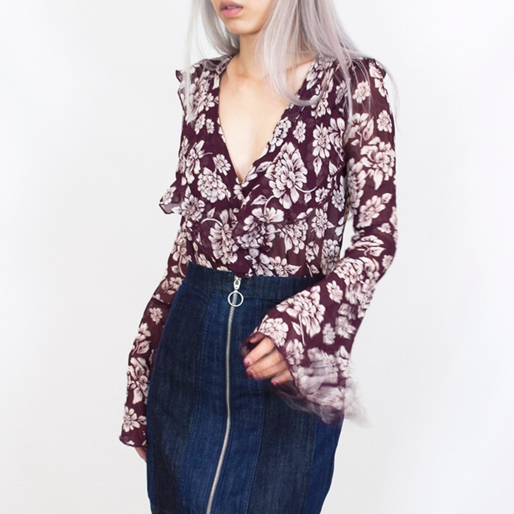 Floral maroon top