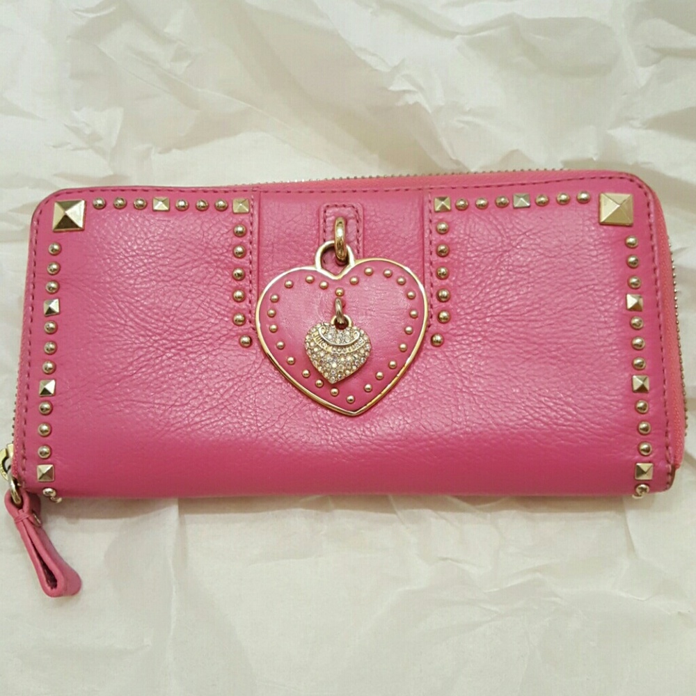 Juicy Couture bright pink stud zip around wallet