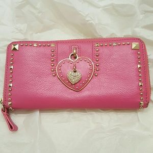 Juicy Couture bright pink stud zip around wallet