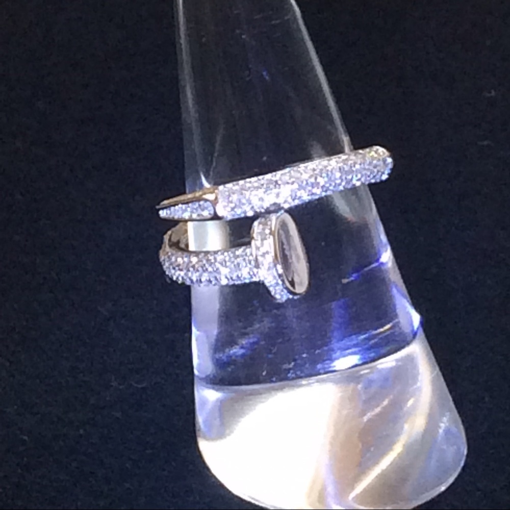 Sterling Silver & Crystal Ring 925 SS