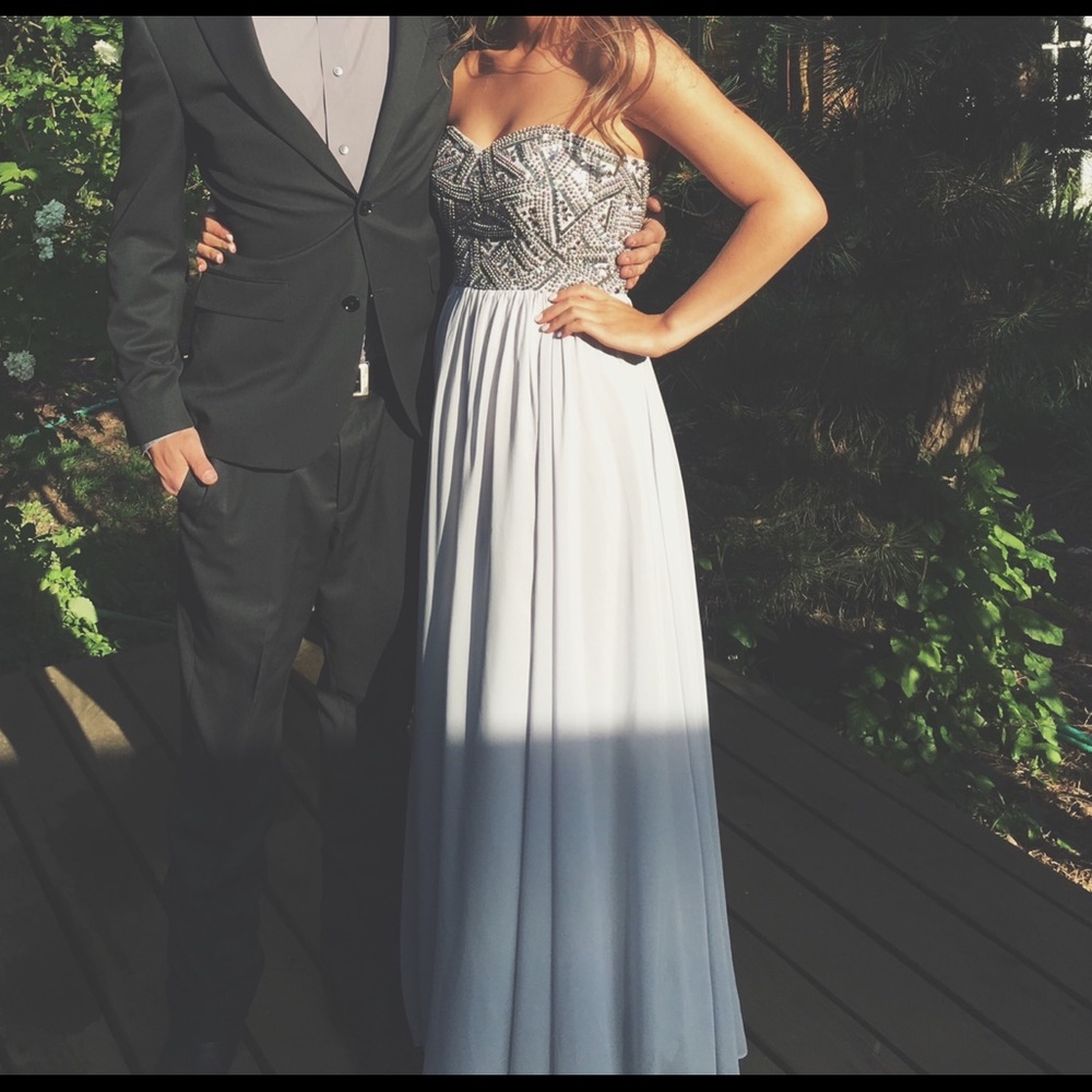 Beaded Strapless Prom Dress