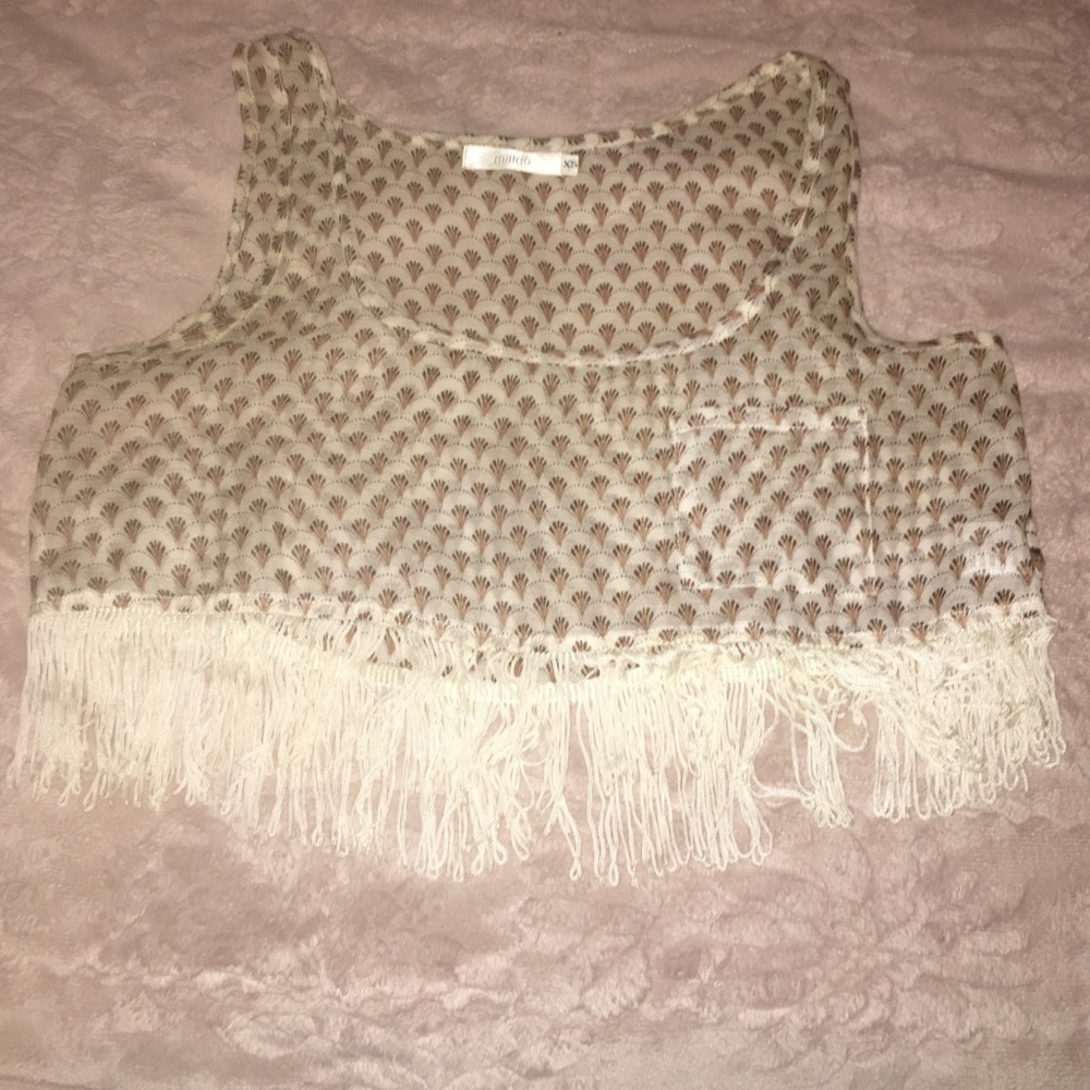 🔴LF Festival Sheer Fringe Crop Top XS