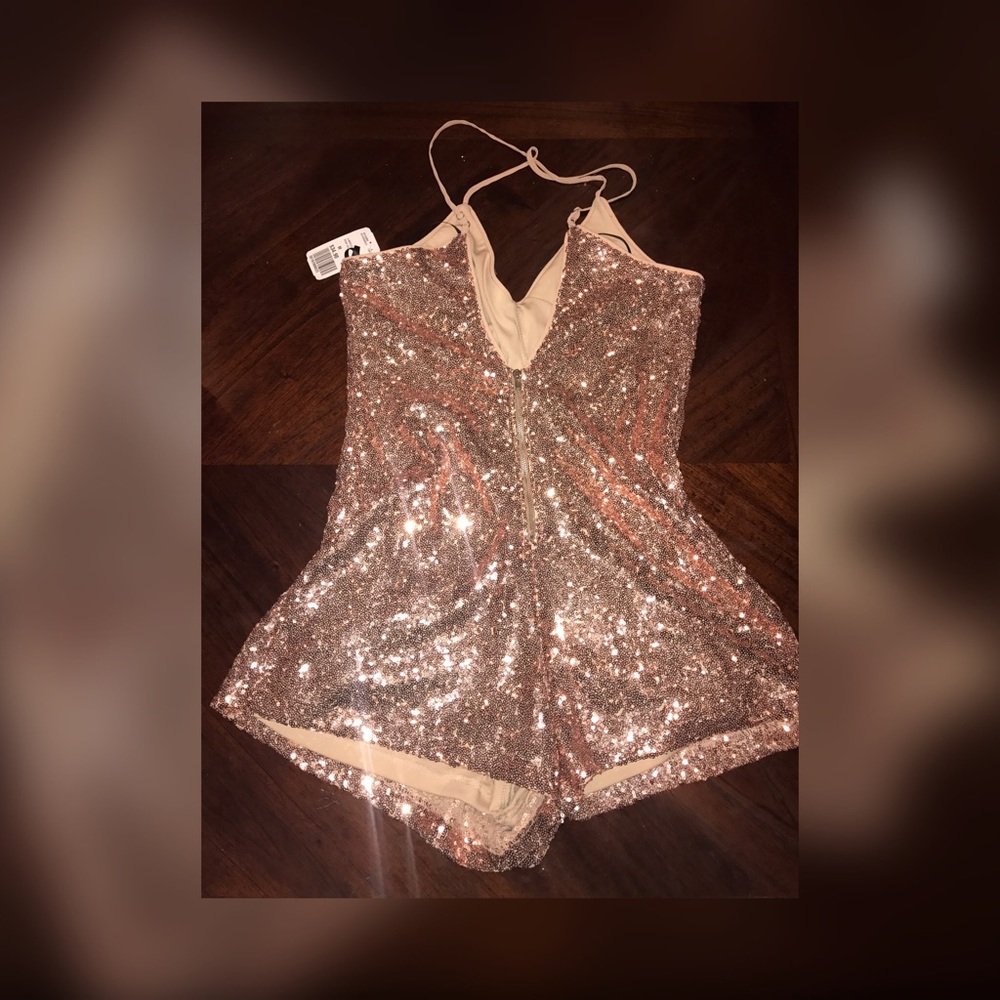Forever 21 jumpsuit cami rose gold