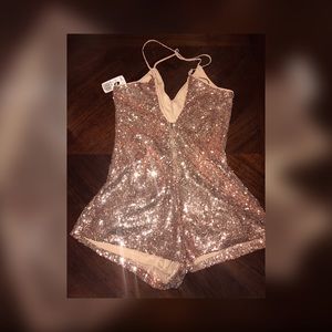 Forever 21 jumpsuit cami rose gold