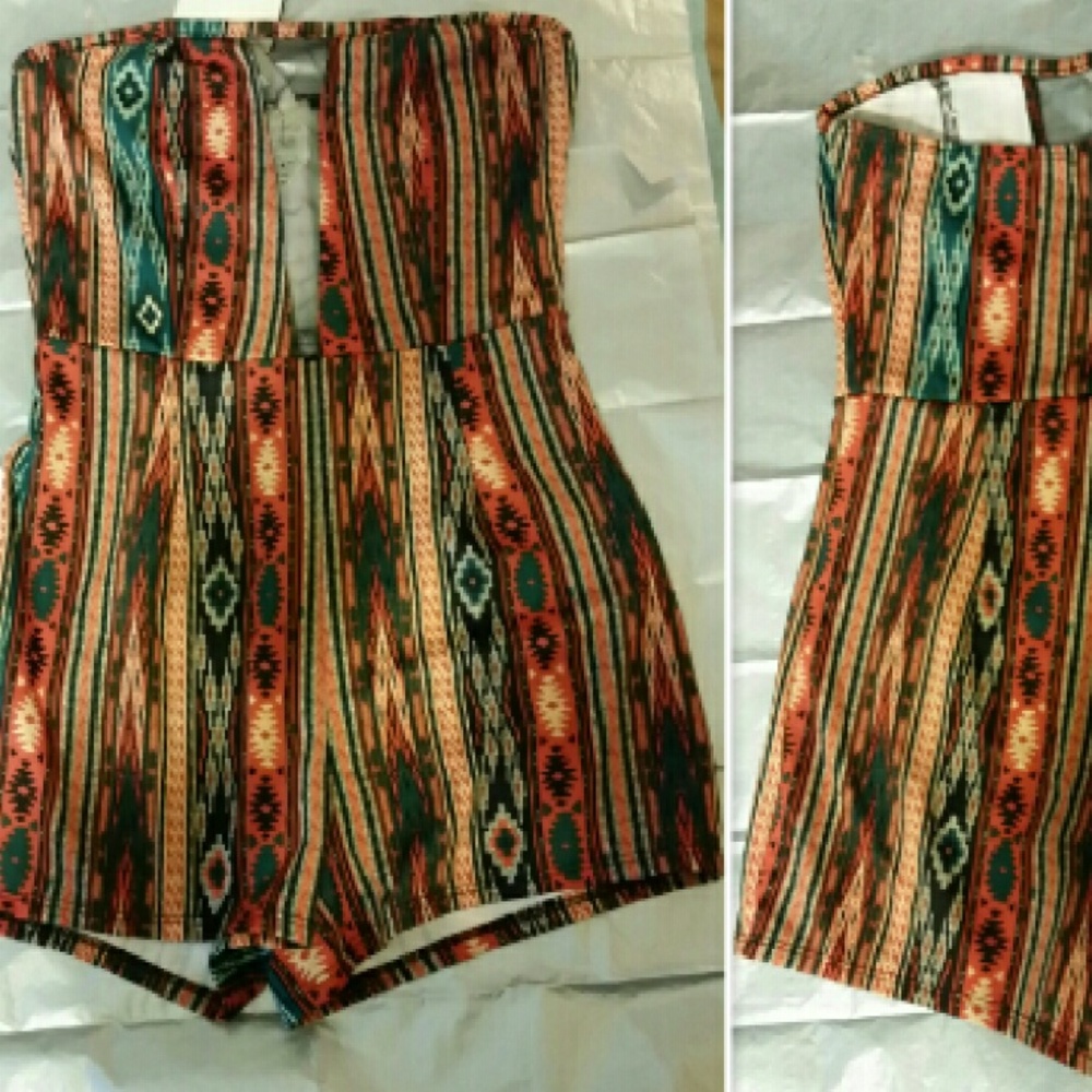 Printed romper shorts