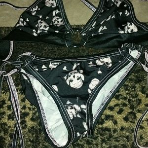 Black and pink skull bikini