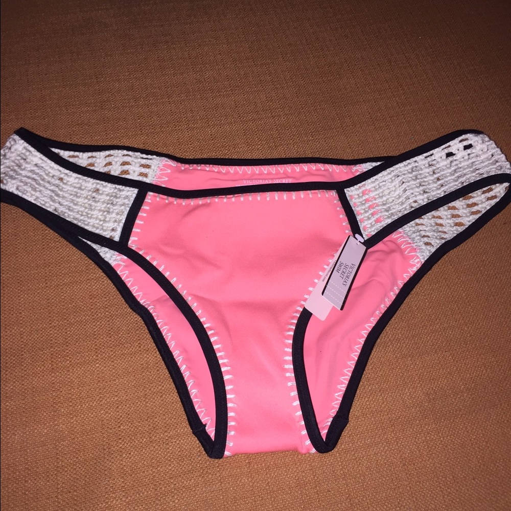 VS Neoprene & crochet Bikini Bottom in Neon Nectar