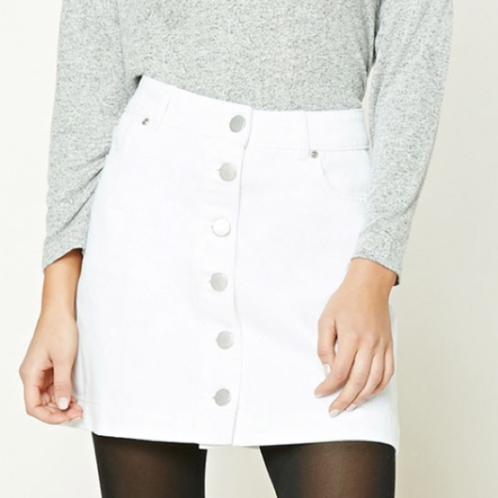 Mini White Denim Skirt