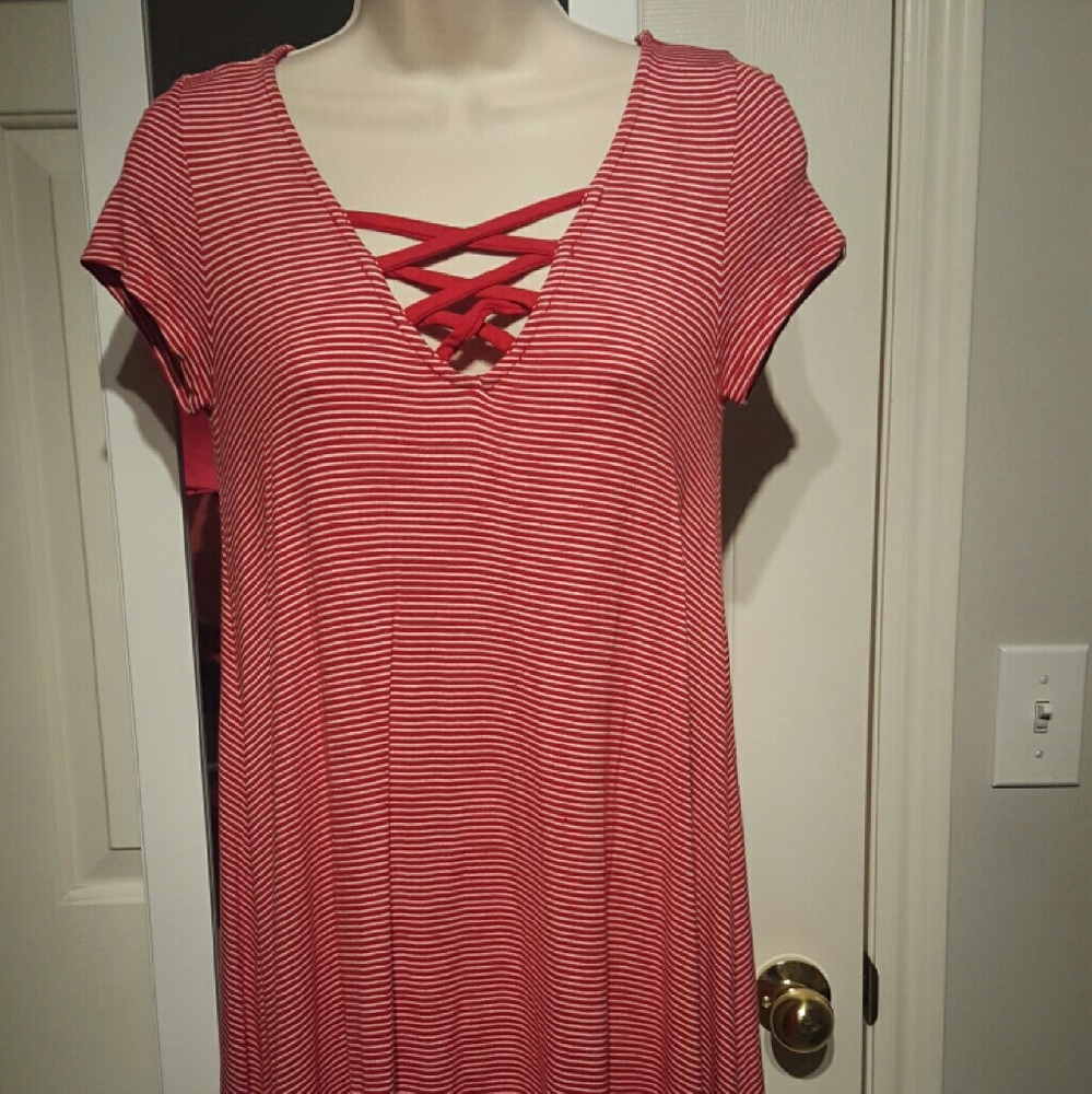 Red and white striped tunic