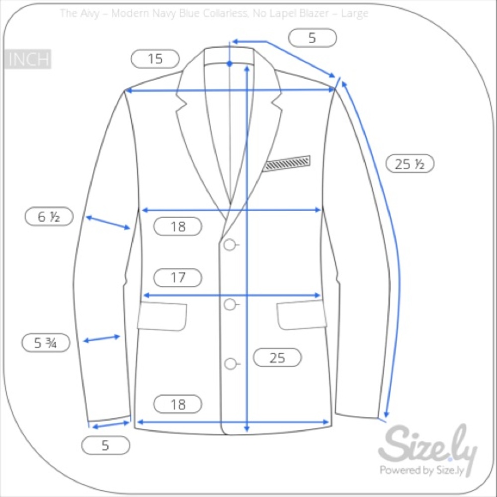 Modern Navy Blue Collarless, No Lapel Blazer - Picture 5 of 5