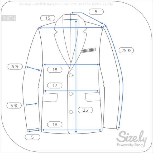 Modern Navy Blue Collarless, No Lapel Blazer - Picture 5 of 5