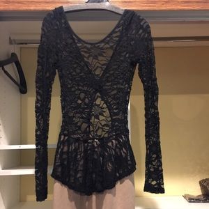 Black lace peplum dress