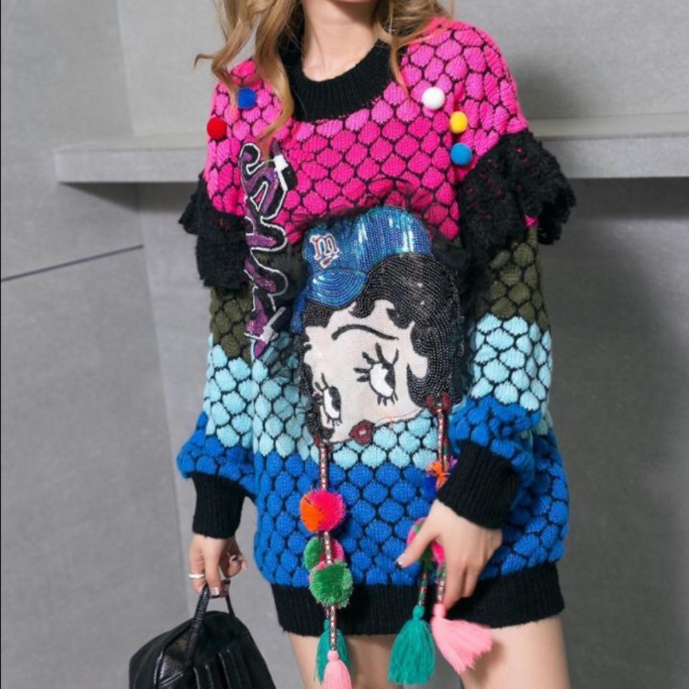 Betty Boop sequin patch sweater