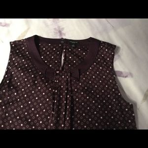 Ann Taylor cute  polka dots, bow tie collar blouse