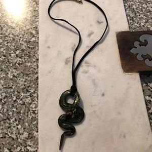 Colored glass serpent necklace