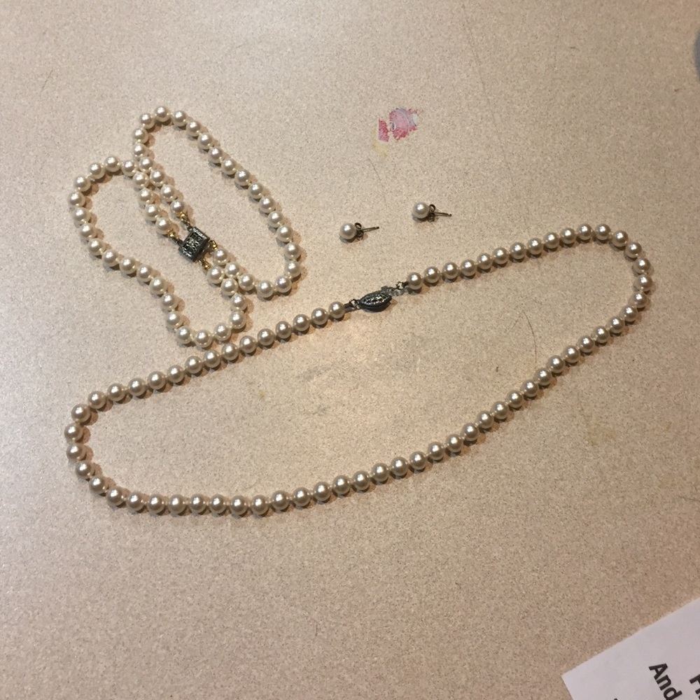 Vintage pearls, 3pc earrings, bracelet,& necklace