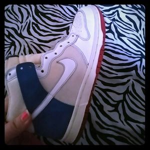 Women's Nike Dunks White/Varsity Red-Modern blue