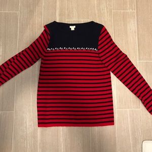 J.Crew Blue and Red Striped Sweater
