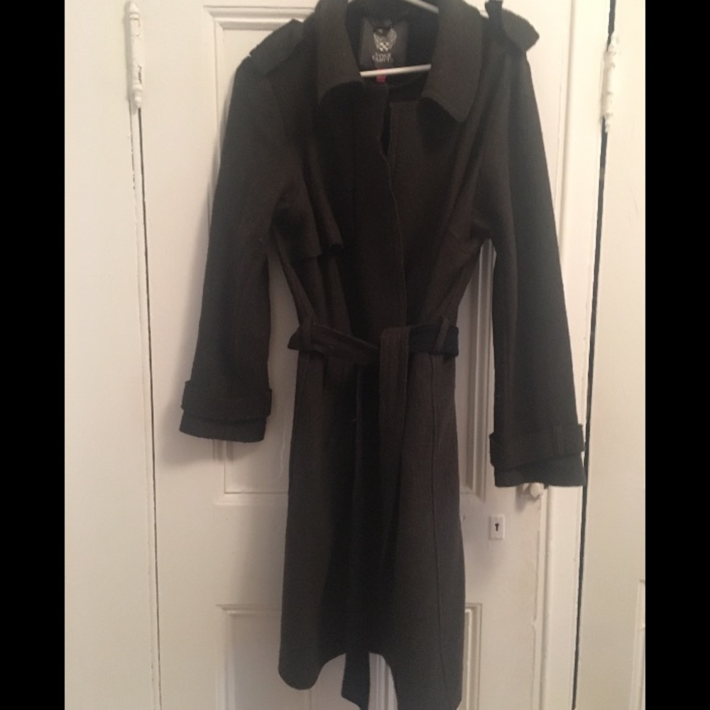 Olive Green Vince Camino Military Trench Coat